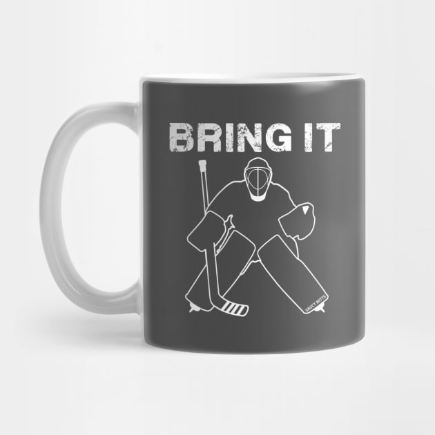 Bring It Hockey Goalie white by SaucyMittsHockey